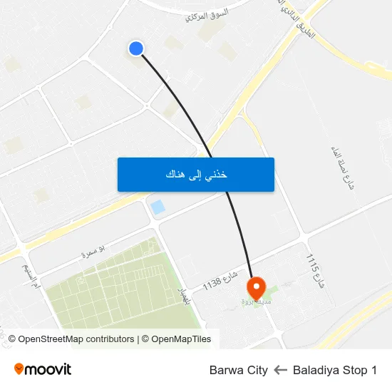 Baladiya Stop 1 to Barwa City map
