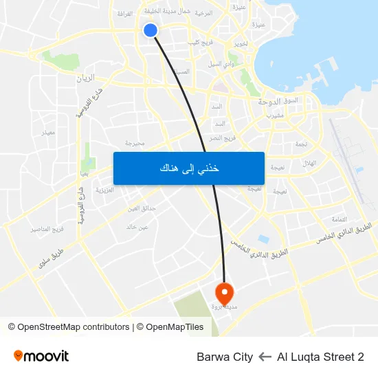 Al Luqta Street 2 to Barwa City map