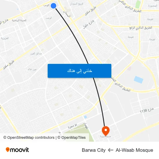 Al-Waab Mosque to Barwa City map