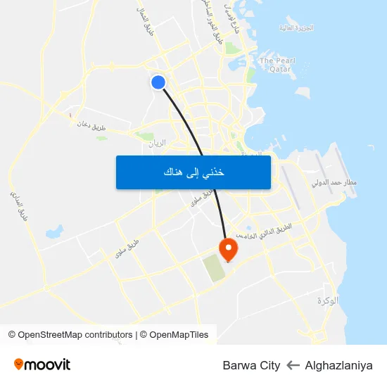 Alghazlaniya to Barwa City map