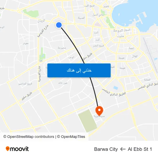 Al Ebb St 1 to Barwa City map