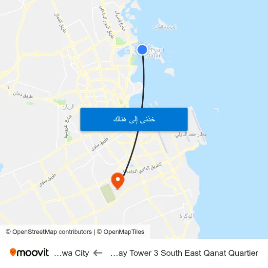 Abraj Bay Tower 3 South East Qanat Quartier to Barwa City map