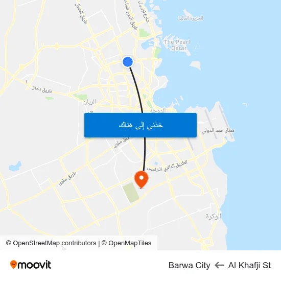 Al Khafji St to Barwa City map
