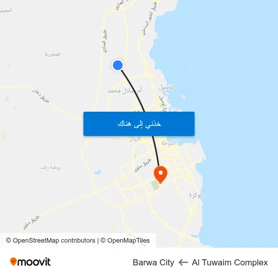 Al Tuwaim Complex to Barwa City map