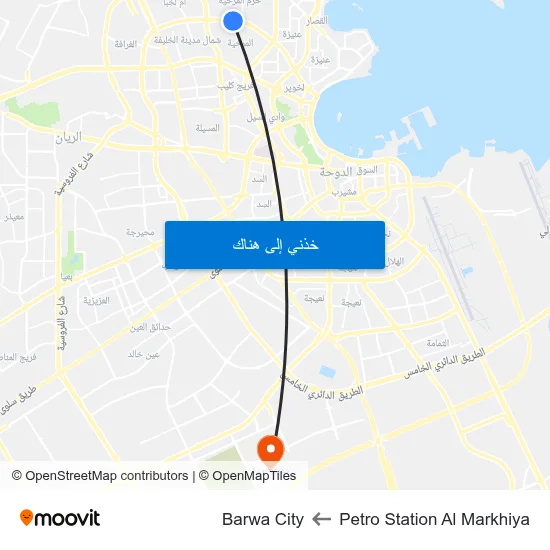 Petro Station Al Markhiya to Barwa City map