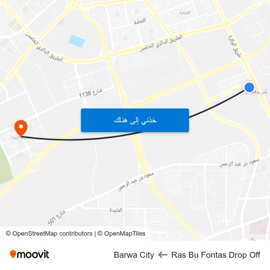 Ras Bu Fontas Drop Off to Barwa City map