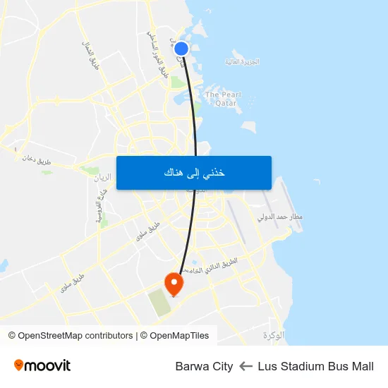 Lus Stadium Bus Mall to Barwa City map