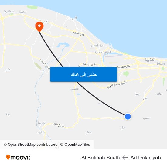 Ad Dakhliyah to Al Batinah South map