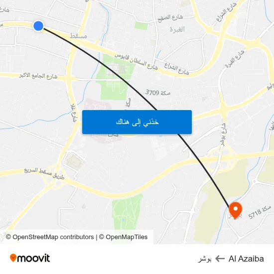 Al Azaiba to بوشر map