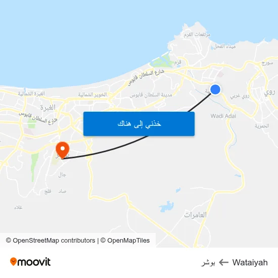 Wataiyah to بوشر map