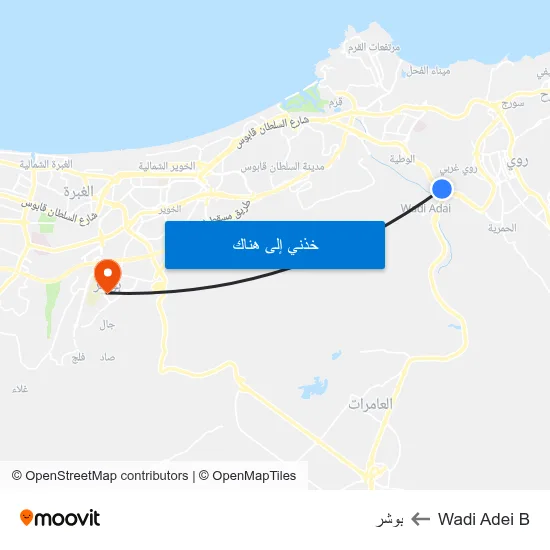 Wadi Adei B to بوشر map