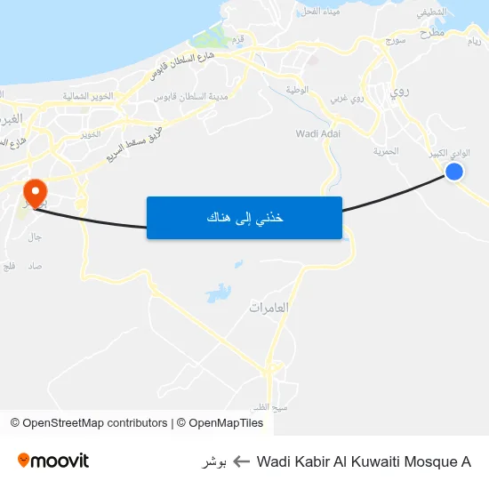 Wadi Kabir Al Kuwaiti Mosque A to بوشر map