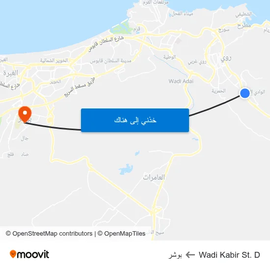 Wadi Kabir St. D to بوشر map