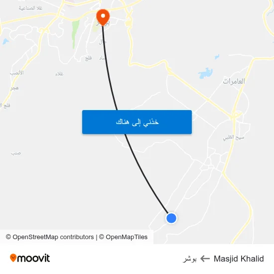 Masjid Khalid to بوشر map