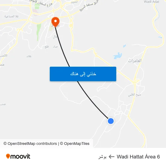 Wadi Hattat Área 6 to بوشر map