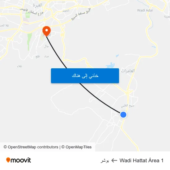 Wadi Hattat Área 1 to بوشر map