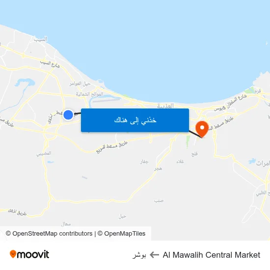Al Mawalih Central Market to بوشر map