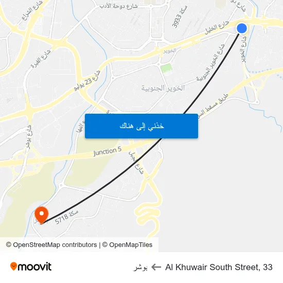 Al Khuwair South Street, 33 to بوشر map