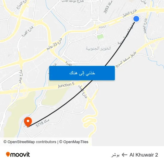 Al Khuwair 2 to بوشر map