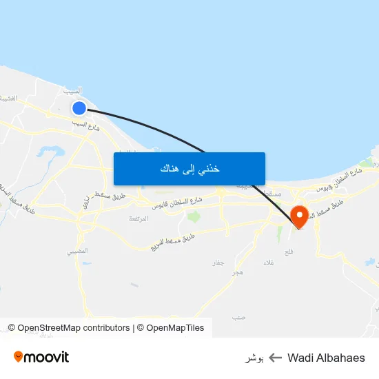 Wadi Albahaes to بوشر map