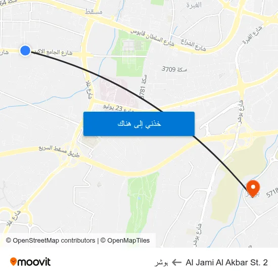Al Jami Al Akbar St. 2 to بوشر map