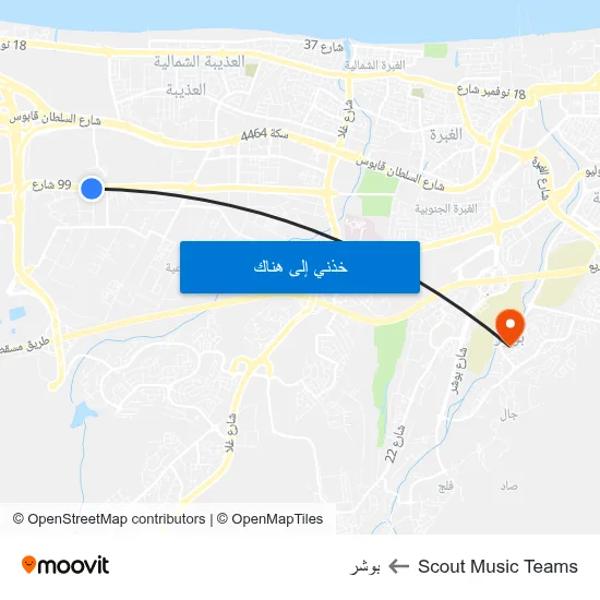 Scout Music Teams to بوشر map