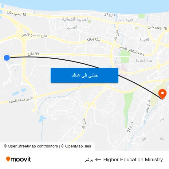 Higher Education Ministry to بوشر map