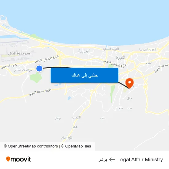 Legal Affair Ministry to بوشر map