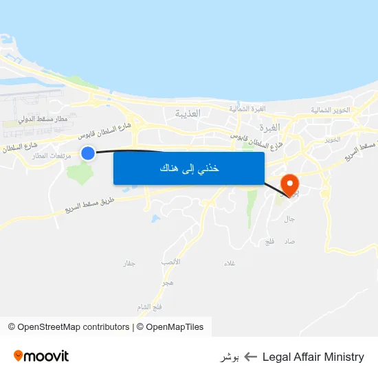 Legal Affair Ministry to بوشر map