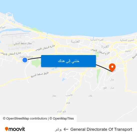 General Directorate Of Transport to بوشر map