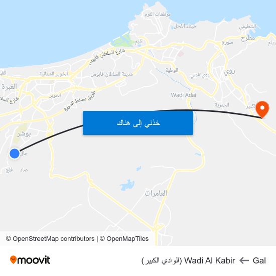 Gal to Wadi Al Kabir (الوادي الكبير) map