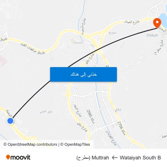 Wataiyah South B to Muttrah (مطرح) map