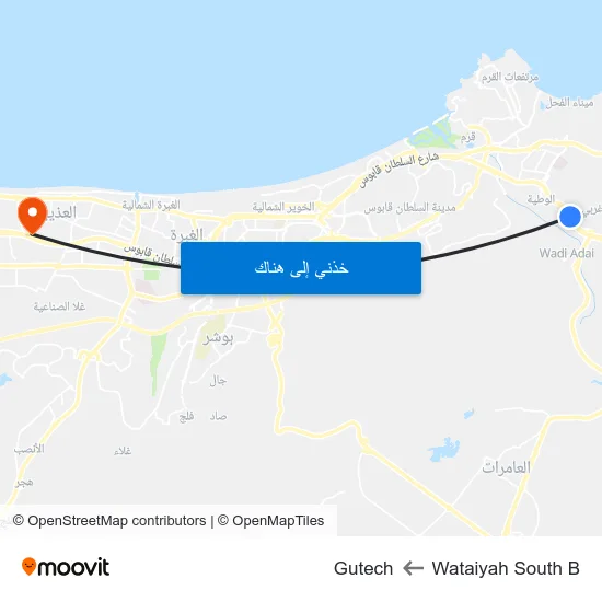 Wataiyah South B to Gutech map