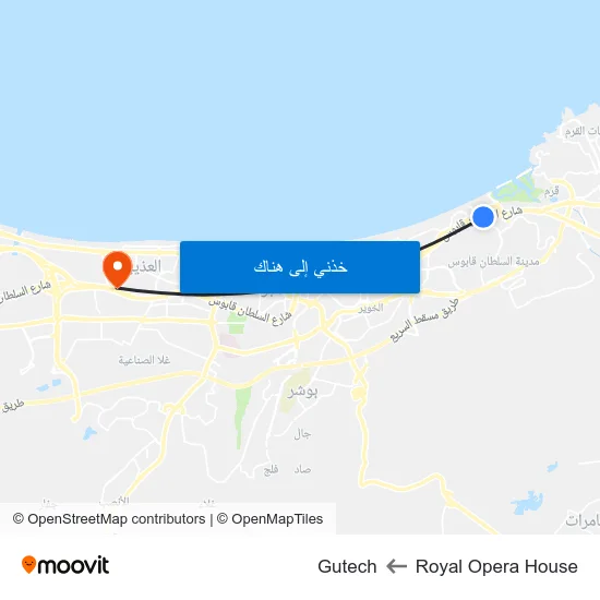 Royal Opera House to Gutech map