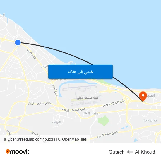 Al Khoud to Gutech map