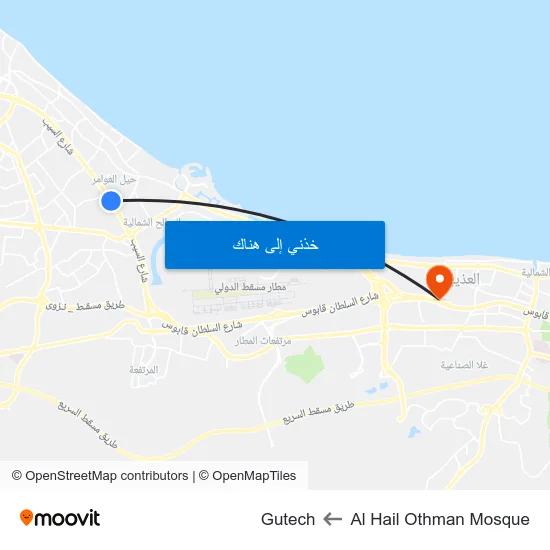 Al Hail Othman Mosque to Gutech map
