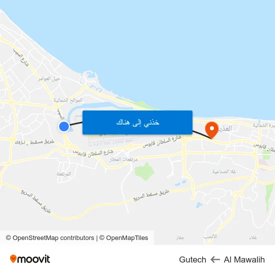 Al Mawalih to Gutech map