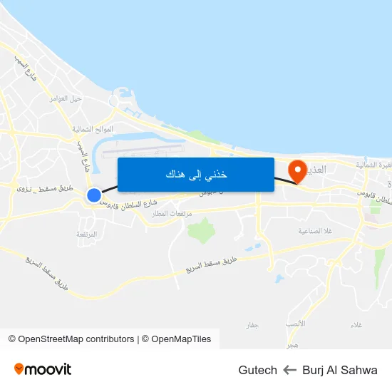 Burj Al Sahwa to Gutech map