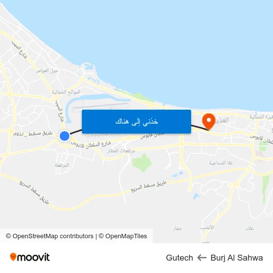 Burj Al Sahwa to Gutech map