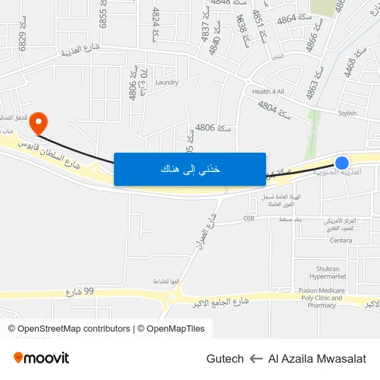 Al Azaila Mwasalat to Gutech map