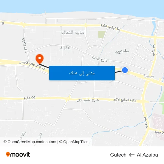 Al Azaiba to Gutech map