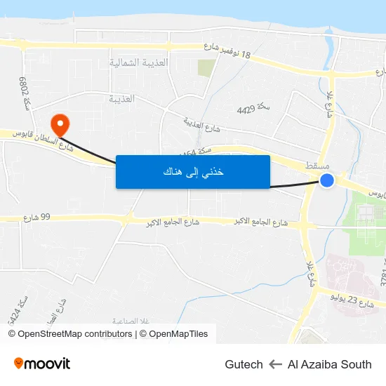 Al Azaiba South to Gutech map
