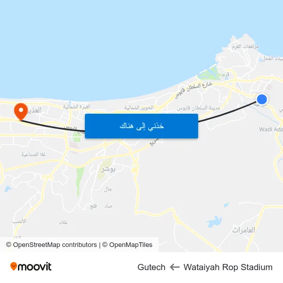 Wataiyah Rop Stadium to Gutech map