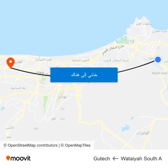 Wataiyah South A to Gutech map