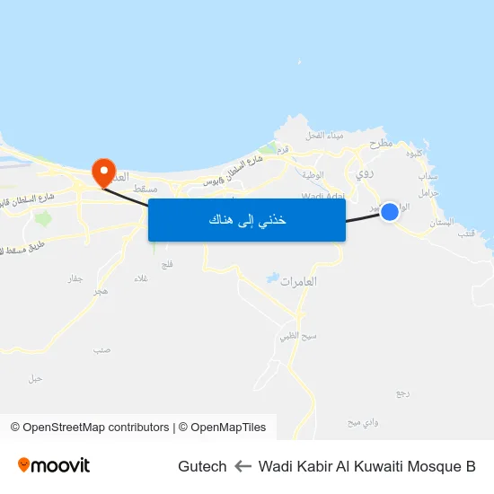Wadi Kabir Al Kuwaiti Mosque B to Gutech map