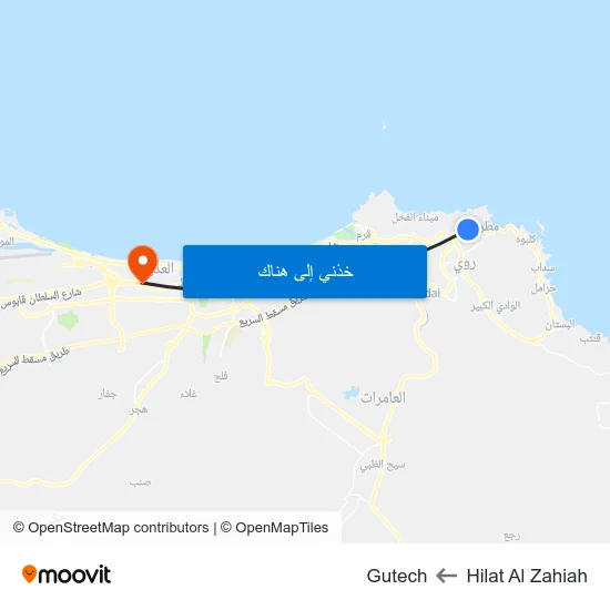 Hilat Al Zahiah to Gutech map