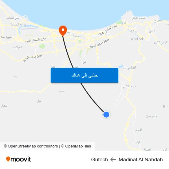 Madinat Al Nahdah to Gutech map