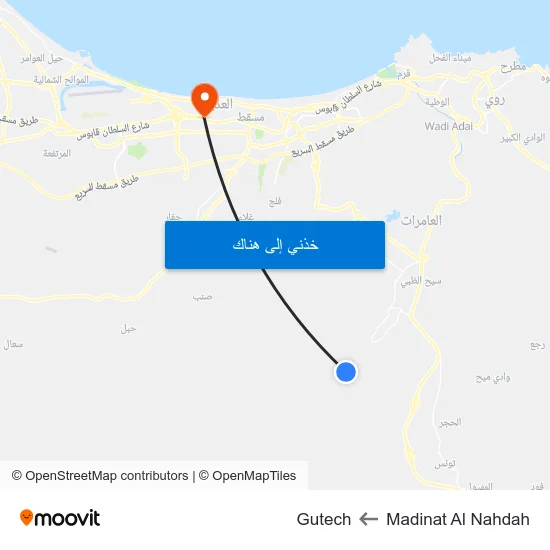 Madinat Al Nahdah to Gutech map