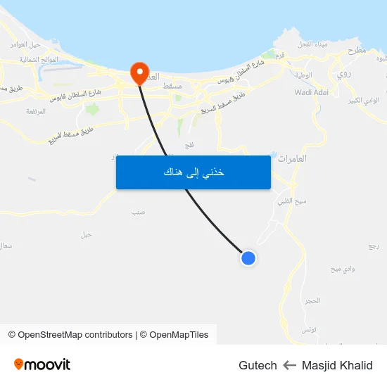 Masjid Khalid to Gutech map