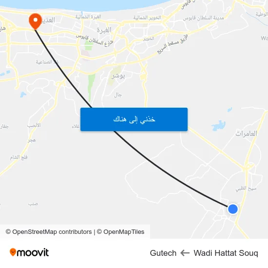 Wadi Hattat Souq to Gutech map